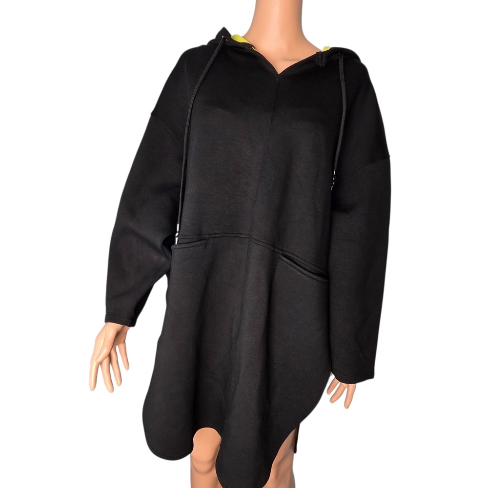 Ruti All In One Scuba Pullover Hoodie Black Citrus Neon M/L‎ Oversized NWT $329